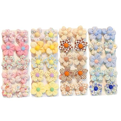 MEISO Toddler Hair Ties for Girls, 40 Pcs Colorful Flower Hair Ties Kids Hair Ties Hair Bands, Cute Toddler Hair Accessories, Baby Girls Hair Bows Ties, Mini Elastic Hair Rubber Ribbon Hair Band (1#) - Image 1