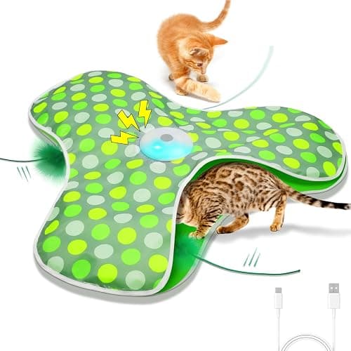 umosis Interactive Cat Toys Rechargeable,Moving Concealed Feathers,Real Mouse Squeaky,Touch Activated Cat Kitten Toy Exercise Toys for Indoor Bored Adult Cats - Image 1