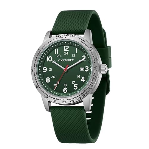 OXFANITE Men’s Watch Military Style Sporty Easy to Read Waterproof with Silicone Band Full Numerals Dial Analog Quartz Watches for Men - Image 1