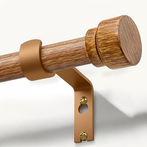 Wood Curtain Rods for Windows 66 to 120 Inches 1" Diameter Boho Decorative Heavy Duty Window Curtain Rod Adjustable with Solid Finials for Living Room Bedroom Kitchen Farmhouse Outdoor - 16"-120"|1 Pack - Image 1