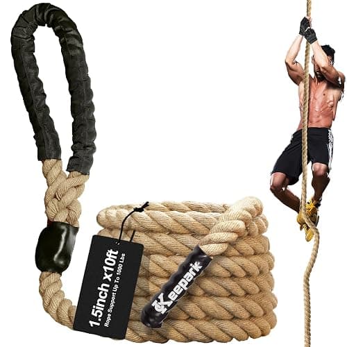 Keepark Climbing Rope 1.5 Inch Diameter 10FT 15FT 20FT 25FT 30FT 35FT Gym Climbing Rope for Fitness & Strength Training, Workout Exercises Climbing Rope for Adults Kids Outdoor or Home Indoor - Image 1