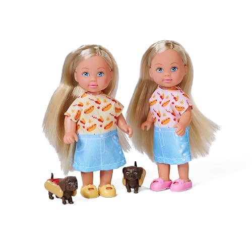 Simba Evi Love Hotdog, 2-Way Assorted, Only One Item Delivered, Toy Doll in Cute Outfit with Dachshund in Hot Dog Costume, 12 cm, from 3 Years - Image 1