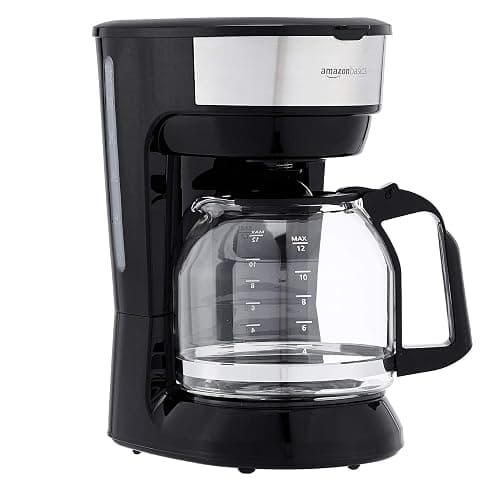 Amazon Basics Coffee Makers, 12-Cup Coffee Machines with Reusable Filter, Coffee Pots, Black & Stainless Steel - Image 1