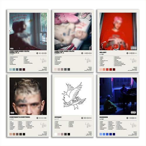 VUIPAJQC Lil Poster Peep Album Cover Limited Edition Posters (Set of 6) Unframed 8inch X 12inch(20 X 30cm) Room Aesthetic Scannable Song Code Music Posters - Image 1