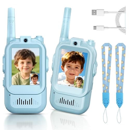 Video Walkie Talkies for Kids, Handheld 2 Pack Rechargeable Video Intercom Kids Walkies Talkies, Indoor Outdoor Toys for Family Games, Outside, Camping, Hiking for Boys Girls Ages 3-12 (Blue/Blue) - Image 1