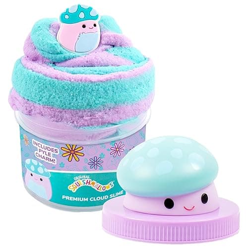 Original Squishmallows Pyle The Mushroom Premium Cloud Slime, Grape Scent, 8 oz. Jar Storage Container with Figurine Topper, Rubber Charm, Goodie Bags Stuffers, Kids Party Favors, Sensory Toys - Image 1