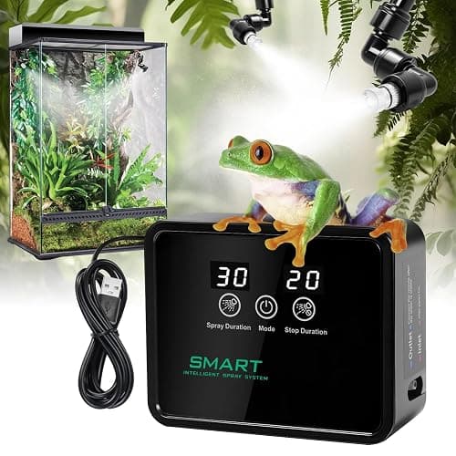 FMATOZ Reptile Humidifier Reptile Mister System with Timer & 360° Nozzles, Chameleons, Snakes, Frogs Misting for Terrarium, Auto Misting for Terrariums, Adjustable Nozzles & Quiet Operation - Image 1