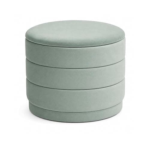 ZOLANOful 23" Round Velvet Storage Ottoman with Reversible Lid, Soft Padded Footrest and Hidden Storage, Large Upholstere Tray Top Ottoman Footstool for Living Room, Bedroom, Entryway, Sage Green - Image 1