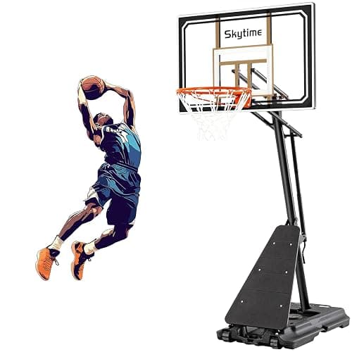 Skytime Basketball Hoop Outdoor,Adjustable Portable Basketbal Goal System with 5.3-10ft Height Stepless Regulation - Black - 44in Backboard Basketball Hoop - Image 1