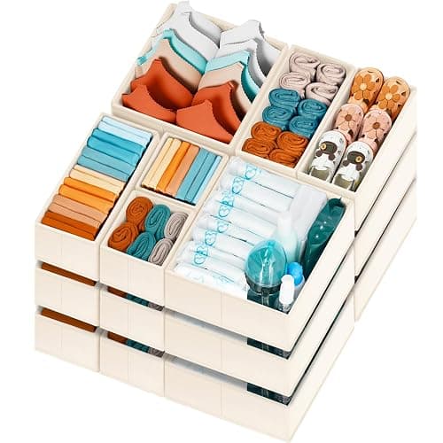 【FAMILY PACK】Drawer Organizer Clothes, 20 Pack Dresser Organizer Bins for Baby Clothes - Underwear Bra Sock Organizer - Fabric Closet Organization and Storage Dividers for Nursery Bedroom Dorm - Image 1