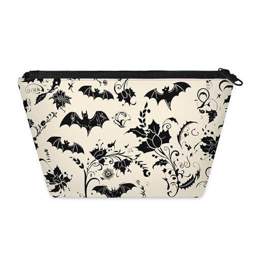 KUYEHTAO Goth Bats Makeup Bag for Women, Portable Cosmetic Bag for Travel Purse, Fashion Zipper Makeup Pouch, Small Travel Bag for Purse - Image 1