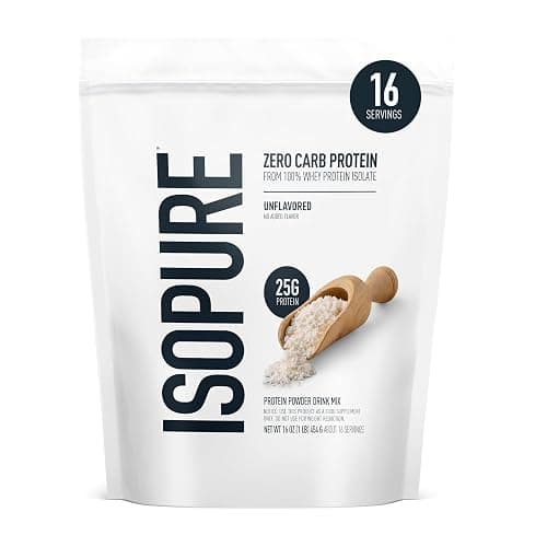 Isopure Zero Carb 100% Pure Whey Isolate Protein Powder, Lactose Free, Gluten Free, with Vitamins, Unflavored, 25g Protein Per Serving, 1 Lb, 16 Servings (Packaging May Vary) - Image 1