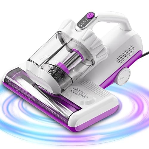 winterbear Mattress Vacuum Cleaner, 17Kpa Suction 500W High Power Handheld Roller-Type Bed Vacuum Cleaner with U-V-C Light & High Heating & Ultrasonic Tech, 2 * 30000Rpm Brush Rolls, Corded, White - Image 1