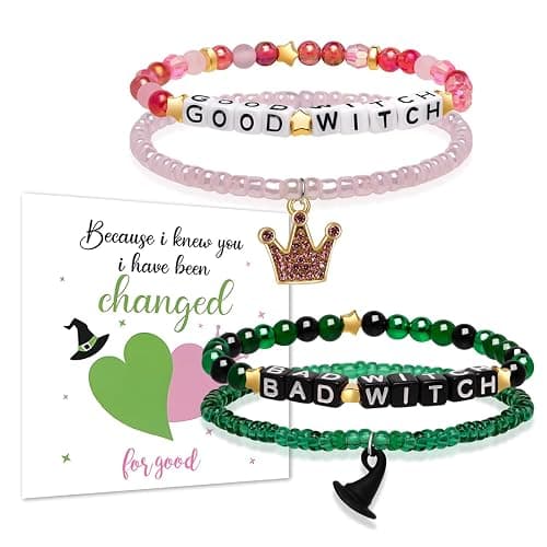 Artlunar Witch gifts Witch Bracelet Set Crown & Witch Hat Charm Enchanted Friendship Jewelry Gifts for Teen Girls Mom Besties Sisters - Image 1