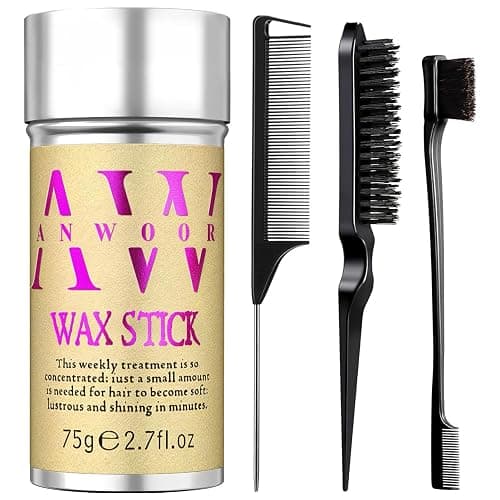 Slick Back Hair Brush, Hair Wax Stick 4Packs Set - Wax Sticks for Hair Flyaways, Baby Hairs, Edge Control - Sleek Ponytail & Bun Accessories for Women Kids & Girls - Image 1