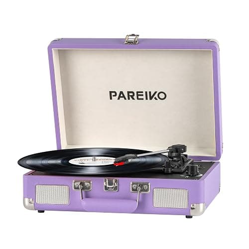Record Player 3 Speed Turntable Portable Suitcase with Bluetooth Built-in Battery Aux in RCA Line Out - Image 1