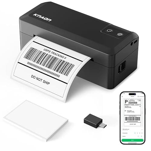 KNAON Imprimante d'étiquettes Bluetooth DHL 4 x 6 - Imprimante d'étiquettes d'expédition - Imprimante thermique pour Etsy, Shopify, Amazon - Noir - Image 1