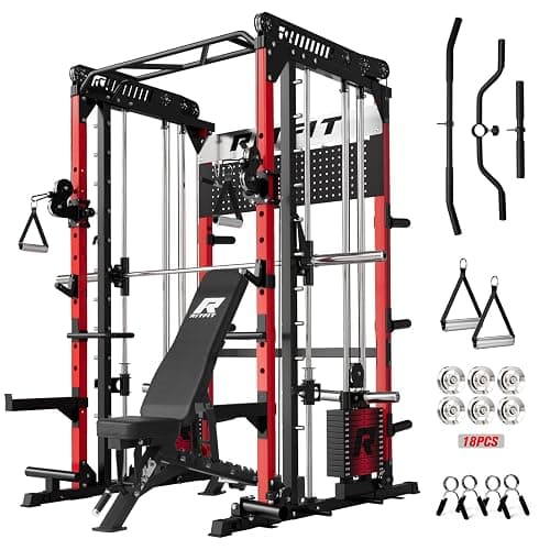 RitFit M1 Pro Smith Machine Package, All-in-One Power Cage with Weight Stack Set, Includes LAT Pulldown & Cable Crossover System for Home Gyme - Image 1