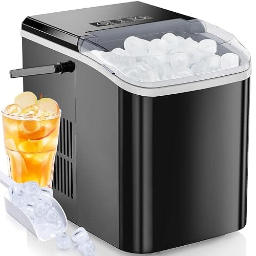 OLIXIS Ice Maker Machine with Handle,26lbs in 24Hrs,9 Ice Cubes in 6 Mins,Auto-Cleaning Portable Ice Maker with Basket and Scoop, Countertop Ice Maker for Home/Kitchen/Camping/RV, Sleek Black - Image 1