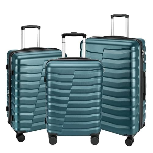 WireHot Lightweight Luggage with Spinner Wheels & YKK Zipper, 3-Piece Suitcase ABS+PC Hardside Hard Shell Luggage Set with TSA Lock, Teal Blue (20+24+28 inch) - Image 1