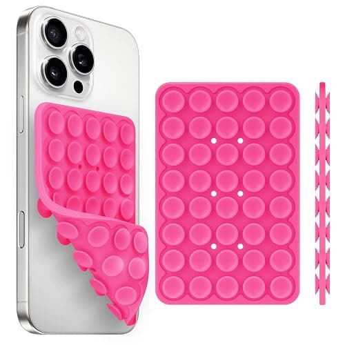 Yojaro Silicone Suction Cup Phone Case Mount Double Sided, Phone Accessories Hands-Free Strong Grip Holder for Selfies and Videos, Silicon Phone Stand for iPhone and Android Dark Pink - Image 1