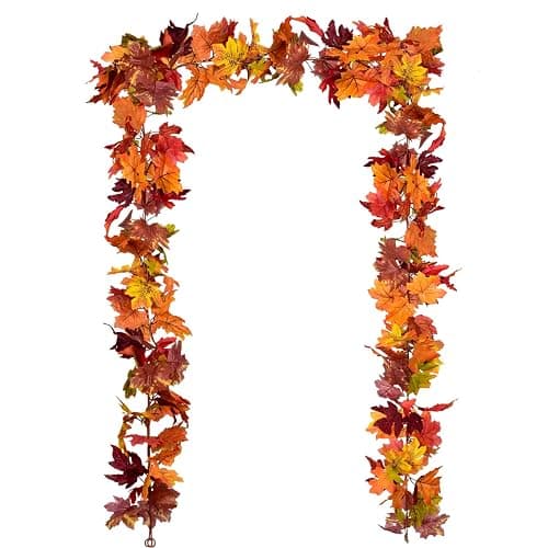 DearHouse 2 Pack Fall Garland Maple Leaf, 5.9Ft/Piece 7 Colors Hanging Vine Garland Artificial Autumn Foliage Garland Thanksgiving Decor for Home Wedding Fireplace Party Christmas - Image 1