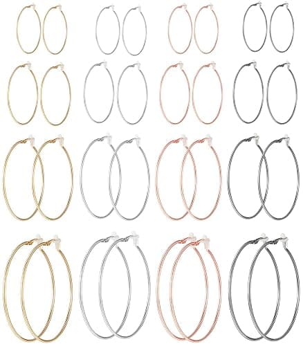 15 Pairs Wholesale Clip on Earrings for Women -Clip on Hoop Earring - Fake Hoops Clipon Earing Fake Earings Set Clip-on Hoops Clipon Ear Ring Pack - Image 1