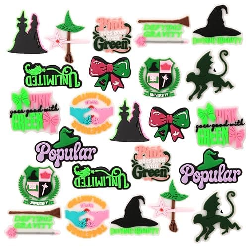 WASENLO 24 Pack Witch Shoe Decorations Charms for Clog, Theme Party Favors,Wizard Merch Gifts for Birthday Decorations Party Supplies - Image 1