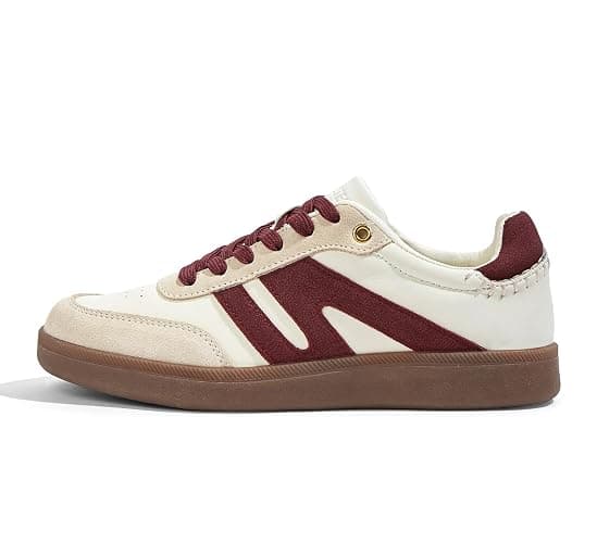 LUCKY STEP Women Classic Retro Gum Sole Fashion Sneakers Casual Tennis Skate Shoe Genuine Leather Walking Footwear Anti Slip Trainers - Image 1