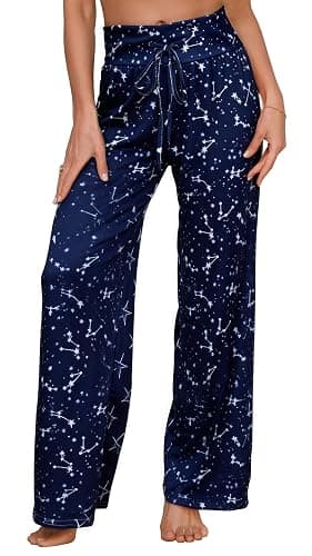 X-Image Women's Comfy Pajamas Drawstring Stretch Floral Print Long Wide Leg Lounge Pants - Image 1