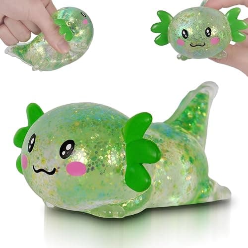 Puffwize Axolotl Squishy Toy, Cute Slow Rising Fidget Toy for Stress Relief, Soft Squeeze Sensory Toy for Kids and Adults, Handheld Stress Ball for Anxiety and Focus(Green) - Image 1