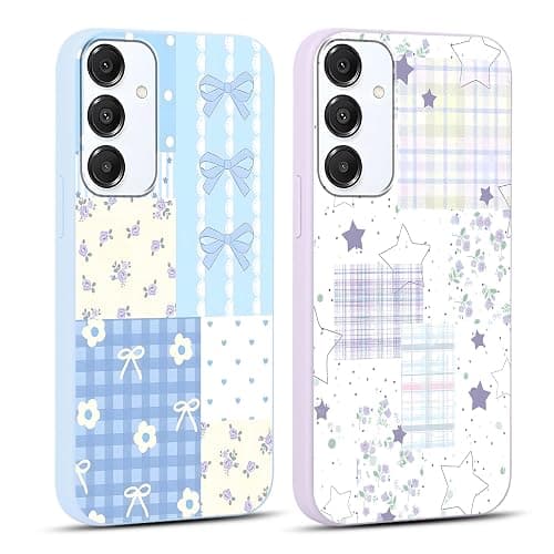 Vulfwela 2 Pack Bowknot Case for Samsung Galaxy A16 5G, Aesthetic Flower Bow Star Checkered Collage Y2K Pattern Design Cute Floral Phone Cover, Soft TPU Protective Shell for Samsung A16 5G 6,7" - Image 1