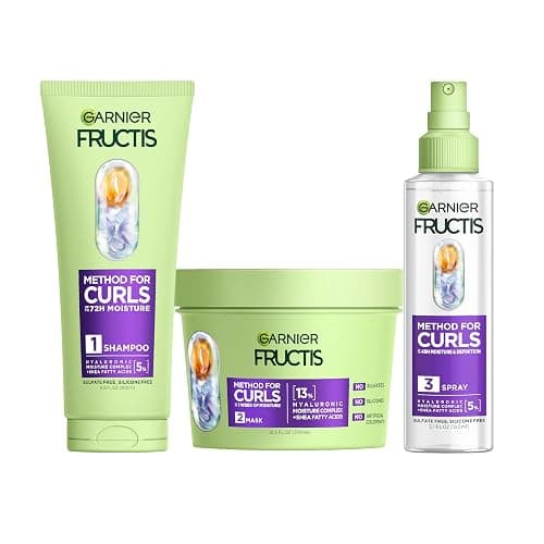 Garnier Fructis Method for Curls Curly Hair Products, Moisture Filling Shampoo, Hair Mask and Curl Refresher Spray, Designed and Tested for 2C to 4C Curls and Coils, 1 Kit - Image 1