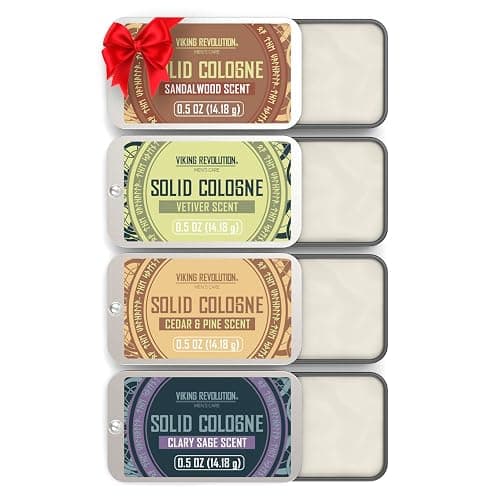Viking Revolution 4 Pack Mens Solid Colognes 0.5 Oz - Men Solid Perfume with Cedar Wood, Clary Sage, Vetiver, Sandalwood Cologne for Mens - Travel Cologne Wax Gifts for Men - Image 1