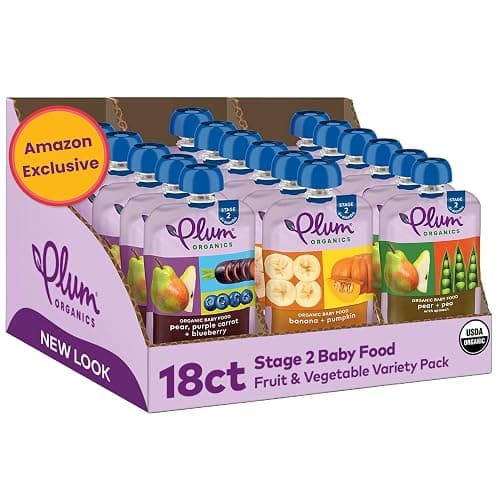 Plum Organics Variety Pack, 6+ Months – Fruit and Veggie Adventure Pack – Organic Baby Food Pouches, 4 oz Pouch, Pack of 18 (Amazon Exclusive) - Image 1