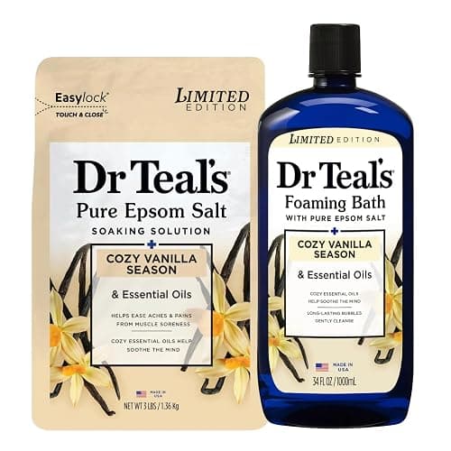 Dr Teal's Cozy Vanilla Season Comfort Pure Epsom Salt Soak and Cozy Vanilla Season Foaming Bath Duo Pack - Image 1