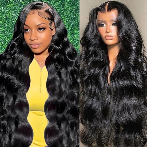 GBUN 24 Inch 13x6 HD Lace Front Wigs Human Hair Body Wave Lace Front Wigs Human Hair Pre Plucked 200% Density Transparent Lace Frontal Wigs Human Hair Lace Front Wigs Baby Hair Wig for Women - 24 Inch - 13x6 Lace Front Wigs Human Hair - Image 1