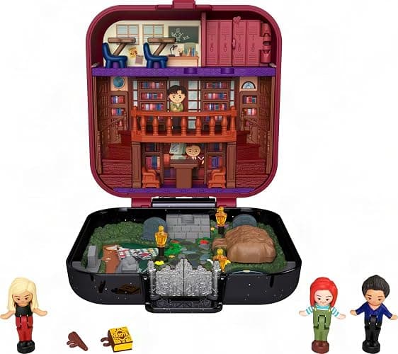 Polly Pocket x Buffy the Vampire Slayer Collector Compact | Nostalgic Playset, Micro Buffy, Willow & Xander Dolls, 5 True to Content Accessories, Lenticular Exterior - Image 1