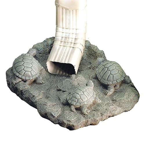 SAGEFINDS Turtle Gutter Downspout Splash Block, Decorative Outdoor Drain Extension, Rain Gutter Guard, Spout Diverter for Lawn, Patio & Yard, Animal Garden Statue - Image 1