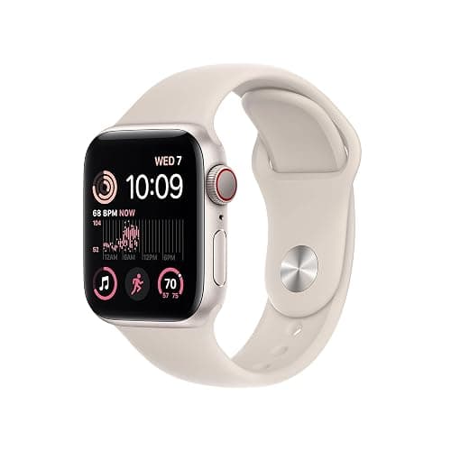 Apple Watch SE (2nd Gen) (GPS + Cellular, 40mm) - Starlight Aluminum Case with Starlight Sport Band, M/L (Renewed) - Image 1