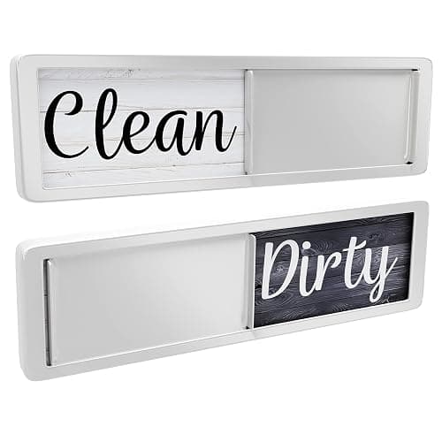 Dishwasher Magnet Clean Dirty Sign, Clean Dirty Magnet for Dishwasher, Rustic Farmhouse Kitchen Decor, Magnetic Dish Washer Sign Indicator, Sliding Rustic Dish Washer Signs, Black & White Wood - Image 1