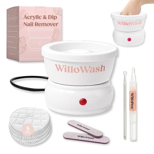 Willowash Electric Nail Soaking Bowl – Acetone-Proof Acrylic Nail Remover Kit for Home – Dip Powder & Acrylic Soak Off Bowl – 100% Pure Acetone Warmer Machine, Manicure Soaking Bowl with Tools - Image 1