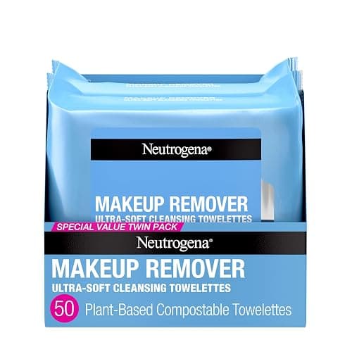 Neutrogena Makeup Remover Wipes, Daily Facial Cleanser Towelettes, Gently Cleanse and Remove Oil & Makeup, Alcohol-Free Makeup Wipes, 2 x 25 ct - Image 1