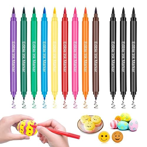 Food Coloring Pens, 12Pcs Double Sided Edible Food Coloring Markers with Fine and Thick Tip, Food Grade Gourmet Writers for DIY Cake Decorating, Cookies, Frosting, Fondant, Easter Eggs - Image 1