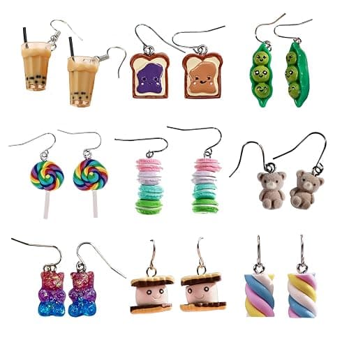 Creative Food-Themed Drop Dangle Earrings Set – Handmade Bubble Tea, Teddy Bears, Desserts, and Candy Designs with Eco-Friendly & Hypoallergenic Materials for Daily Wear or Gift. - Image 1
