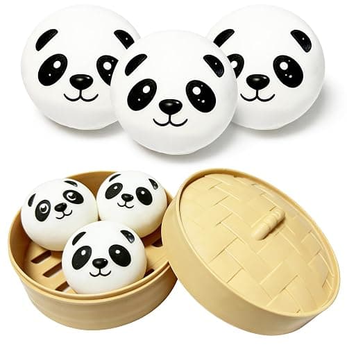 ZTATU Mini Panda Dumpling Squishy Toys (3 Pack) Sensory Fidget Toys Stress Balls for Adults, Squishy Stress Ball Party Favors for Kids 8-12, Stress Relief Gifts Easter Basket Stuffer - Image 1
