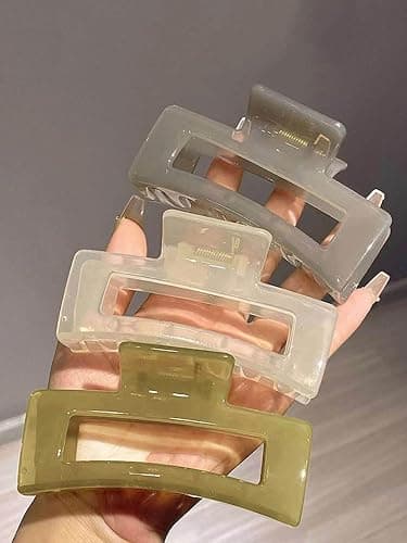 Extra Large Hair Claw Clips for Women, 5 Inch Unbreakable Large Rectangle Claw Clips for Thick Hair Neutral Huge Hair Clips Non-slip Hair Claws Tight Strong Hold Hair Claw for Women Girls 4 Packs - Image 1