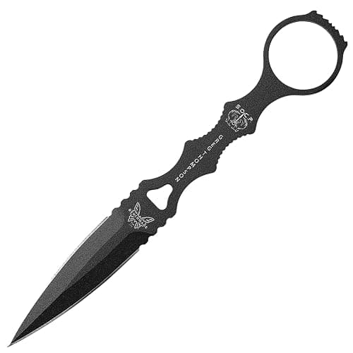 Benchmade - SOCP Knife, Double Edge Dagger Blade, Plain Edge, Black Handle - Image 1