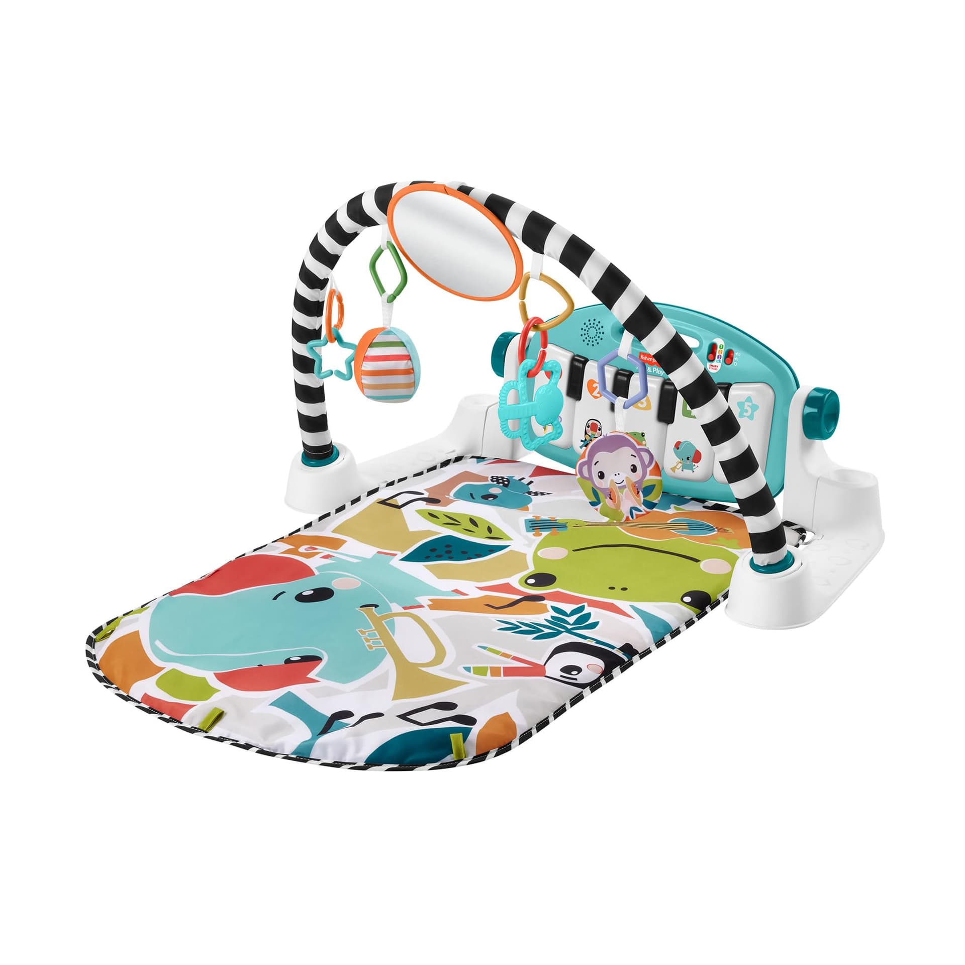 Fisher-Price Baby Activity Mat Glow and Grow Kick & Play Piano Gym, Portable Musical Toy with Smart Stages Learning, Ages 0+ Months, Blue, Queens English Version - Image 1