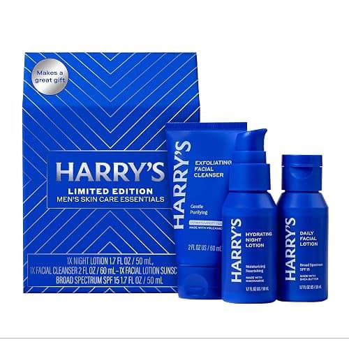 Harry's Limited Edition Holiday Gift Set for Men, Men's Skincare Essentials (2 oz Exfoliating Face Wash, Daily Face Lotion with SPF 15, Hydrating Night Lotion) - Image 1